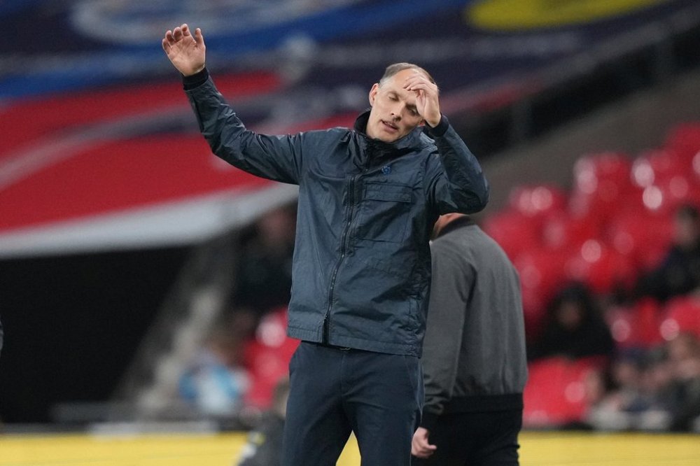 England manager Thomas Tuchel reacts during an international friendly soccer match between England and Wales at Wembley stadium in London, Thursday, Oct. 9, 2025. (AP Photo/Frank Augstein)
