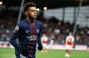 PSG's Desire Doue reacts after scoring his side's third goal during the French League One soccer match between Brest and Paris Saint Germain in Brest, France, Saturday, Oct. 25, 2025. (AP Photo/Jeremias Gonzalez)