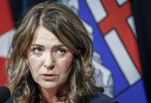 Alberta Premier Danielle Smith provides an update on teacher bargaining in Calgary, on Friday, Oct. 17, 2025. THE CANADIAN PRESS/Jeff McIntosh