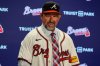 Atlanta Braves manager Walt Weiss smiles after he was introduced as the new manager of the the baseball club, Tuesday, Nov. 4, 2025, in Atlanta. (AP Photo/Mike Stewart)