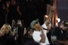 Pharrell Williams performs during a concert in St. Peter's Square for the conclusion of the World Meeting on Human Fraternity at the Vatican, Saturday, Sept. 13, 2025. (AP Photo/Gregorio Borgia)
