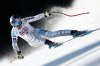 FILE - Czech Republic's Ester Ledecka speeds down the course during an alpine ski, the women's World Cup downhill, in Kvitfjell, Norway, Feb. 28, 2025. (AP Photo/Gabriele Facciotti, File)