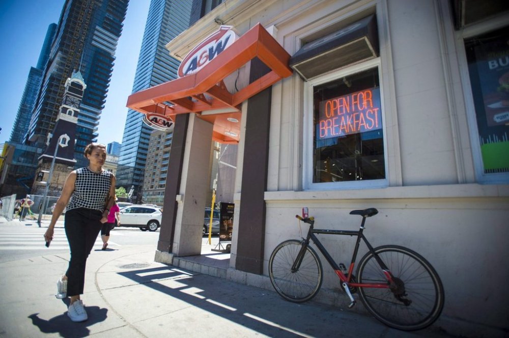 An A&W Restaurant in Toronto is photographed on Monday, July 9, 2018. THE CANADIAN PRESS/ Tijana Martin