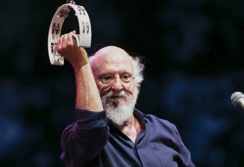 Greek singer-songwriter Dionysis Savvopoulos, performs at the Athens Concert Hall on Sept. 1, 2020. (InTime News via AP)
