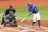 Toronto Blue Jays designated hitter George Springer (4) during Game 2 of American League Championship Series baseball action against the Seattle Mariners in Toronto, on Monday, Oct. 13, 2025. THE CANADIAN PRESS/Chris Young