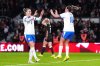England's Lucy Bronze, left, celebrates scoring with Ella Toone during the international friendly women soccer match between England and Australia in Derby, England, Tuesday Oct. 28, 2025. (Bradley Collyer/PA via AP)