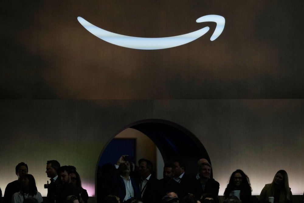 FILE - An Amazon logo is seen at an Amazon event in New York, Tuesday, Sept. 30, 2025. (AP Photo/Seth Wenig, File)