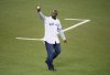 Former Toronto Blue Jays player Devon White acknowledges the fans before throwing the ceremonial first pitch at game three of the American League Championship Series between the Toronto Blue Jays and Kansas City Royals in Toronto on Monday, October 19, 2015. THE CANADIAN PRESS/Darren Calabrese