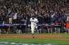 Seattle Mariners second baseman Jorge Polanco reacts after hitting an RBI-single for shortstop J.P. Crawford to score the game-winning run during the 15th inning in Game 5 of baseball's American League Division Series against the Detroit Tigers, Friday, Oct. 10, 2025, in Seattle. (AP Photo/Lindsey Wasson)