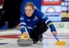 Alberta skip Selena Sturmay delivers a rock during Scotties Tournament of Hearts action against Northern Ontario in Thunder Bay, Ont. on Sunday, February 16, 2025. THE CANADIAN PRESS/Frank Gunn