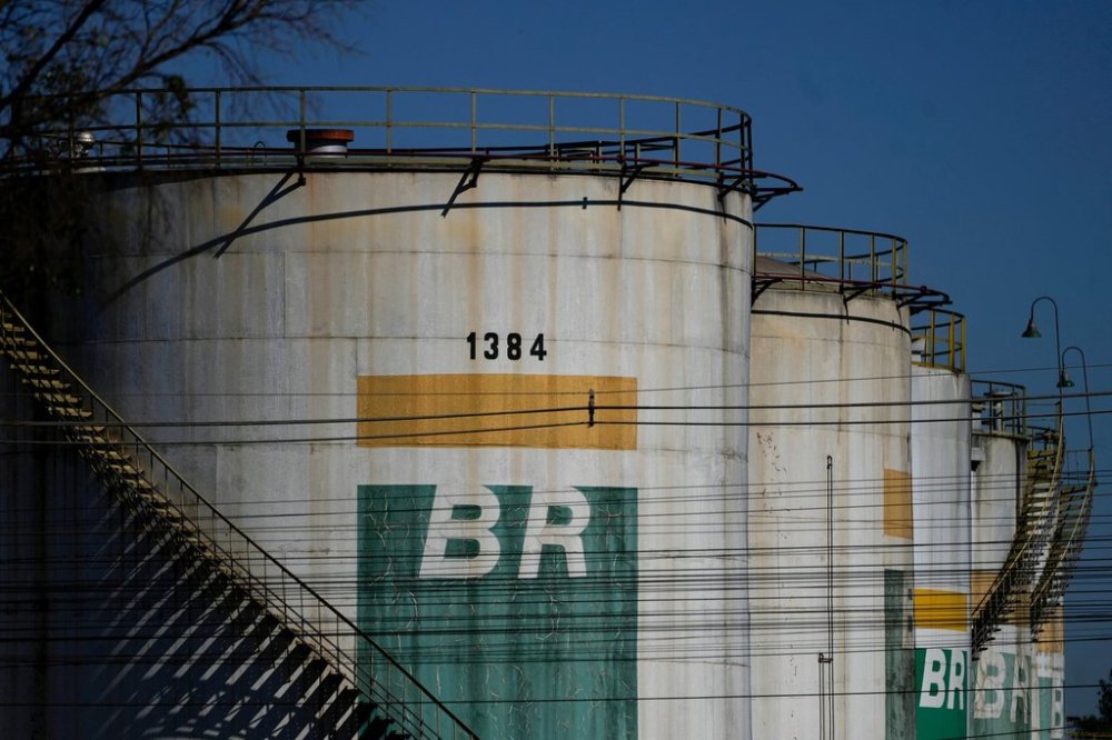 FILE - Fuel reservoirs sit at a distribution center for state-run oil company Petrobras, in Brasilia, Brazil, May 15, 2024. (AP Photo/Eraldo Peres, File)