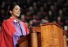 York University alumni Lilly Singh speaks after she was awarded an honorary doctorate in recognition of her contributions to community building and accomplishments in pop culture and entertainment in Toronto on Wednesday, Oct. 15, 2025. THE CANADIAN PRESS/Nathan Denette
