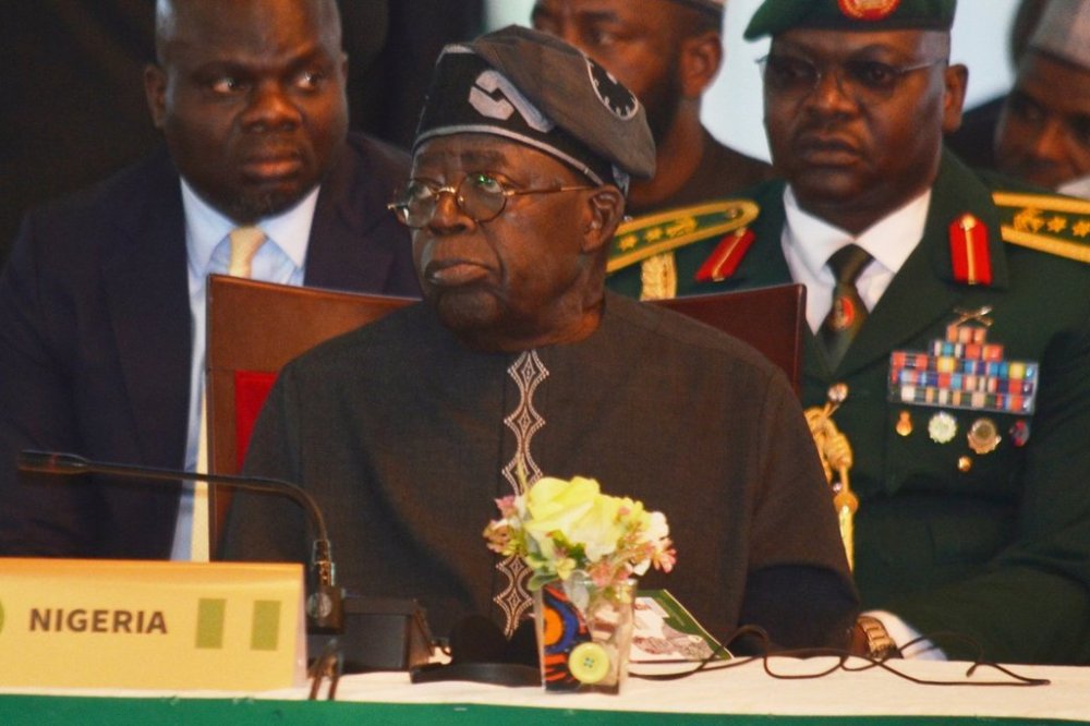 FILE - Nigerian President Bola Ahmed Tinubu attends an ECOWAS meeting in Abuja, Nigeria, Sunday, June 22, 2025. (AP Photo/Olamikan Gbemiga, File)