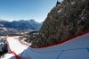 FILE - A view of the Tofane schuss venue for alpine ski competition at the Milan Cortina 2026 Winter Olympics is seen on Jan. 17, 2025, in Cortina d'Ampezzo, Italy. (AP Photo/Alessandro Trovati, File)