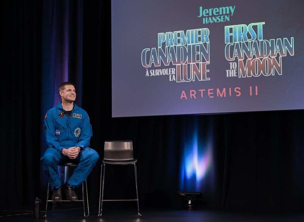Astronaut Jeremy Hansen looks on during an event at the Canadian Space Agency where he spoke about his upcoming Artemis II mission, in Longueuil, Que., on Thursday, Oct. 16, 2025. THE CANADIAN PRESS/Graham Hughes