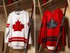 The new 2026 Team Canada Olympic and Paralympic hockey jersey is shown in this undated composite of handout photos. THE CANADIAN PRESS/Handout - Hockey Canada Images (Mandatory Credit)