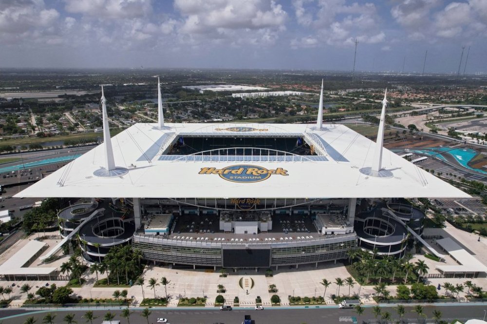 FILE - Hard Rock Stadium is seen on June 12, 2025, in Miami Gardens, Fla. (AP Photo/Rebecca Blackwell, File)