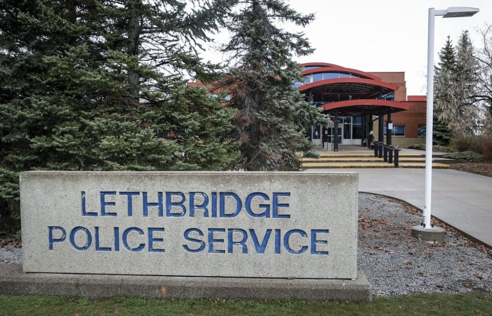 The Lethbridge Police Service headquarters is pictured in Lethbridge, Alta.,Tuesday, April 16, 2024. THE CANADIAN PRESS/Jeff McIntosh