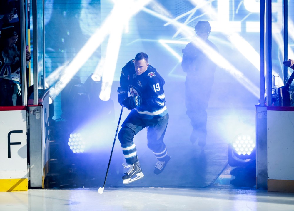 JOHN WOODS / THE CANADIAN PRESS
The puck drops on the 16th season of Jonathan Toews’ storied NHL career Thursday — his first with his hometown Winnipeg Jets.