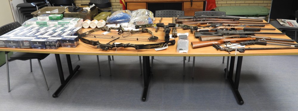 SUPPLIEDSome of the guns, illegal cigarettes and other items seized in the raids in Zhoda.