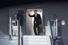Prime Minister Mark Carney boards a government plane at the airport in Ottawa on Saturday, Aug. 23, 2025. THE CANADIAN PRESS/Christinne Muschi