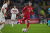 FILE - Wales' Aaron Ramsey controls the ball during a UEFA Nations League soccer match between against Turkey, at the Cardiff City Stadium, Wales, Sept. 6, 2024. (AP Photo/Kin Cheung, File)