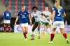 Valerenga's Naina Inauen, left, duels with Wolfsburg's Lineth Beerensteyn during the Women's Champions League soccer match between Valerenga and Wolfsburg at Intility Arena in Oslo, Norway, Wednesday Oct. 15, 2025. (Annika Byrde/NTB Scanpix via AP)