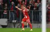 Bayern Munich's Lennart Karl celebrates scoring during the Champions League soccer match between Bayern Munich and FC Brugge in Munich, Germany, Wednesday Oct. 22, 2025. (Sven Hoppe/dpa via AP)