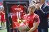 Canada's Desiree Scott (11), who is retiring from the national team, is honoured at a pre-game ceremony prior to their game against Haiti in Winnipeg, Saturday, May 31, 2025. THE CANADIAN PRESS/John Woods