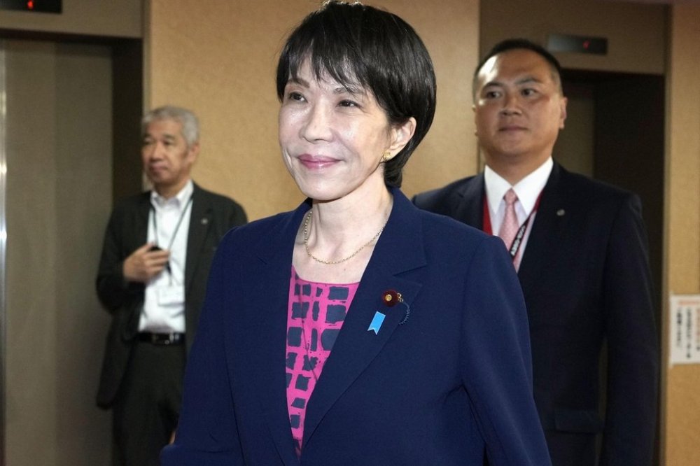 Sanae Takaichi, the newly-elected leader of Japan's ruling party, the Liberal Democratic Party (LDP), leaves the LDP headquarters in Tokyo, Friday, Oct. 10, 2025. (Keisuke Hosojima/Kyodo News via AP)