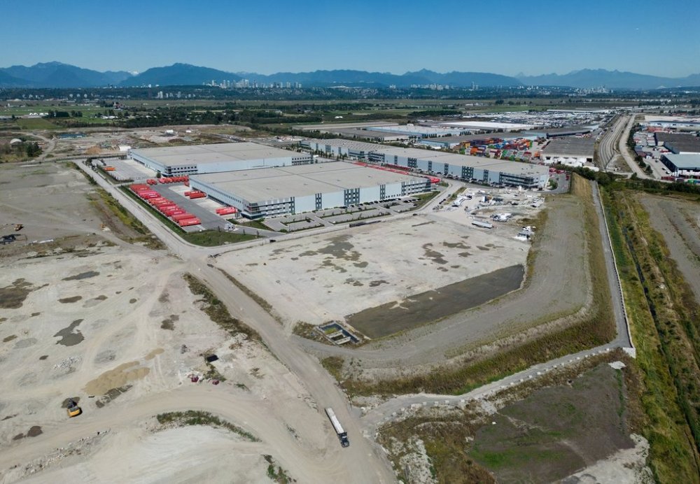 Industrial lands that include Canadian Tire and Coca-Cola Canada distribution centres, which fall within the boundaries of a Cowichan Nation Aboriginal title claim, are seen in an aerial view in Richmond, B.C., Friday, Aug. 22, 2025. THE CANADIAN PRESS/Darryl Dyck