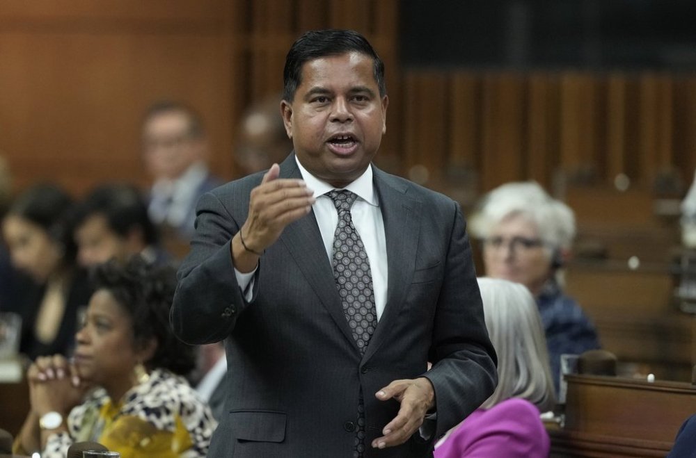 Minister of Public Safety Gary Anandasangaree rises during question period in Ottawa on Thursday, Oct. 2, 2025. THE CANADIAN PRESS/Adrian Wyld