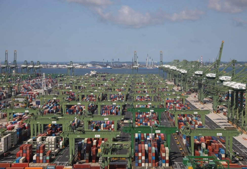 A view of the Port of Singapore Authority's Pasir Panjang Terminal is pictured on July 25, 2023. (AP Photo/Anton L. Delgado)
