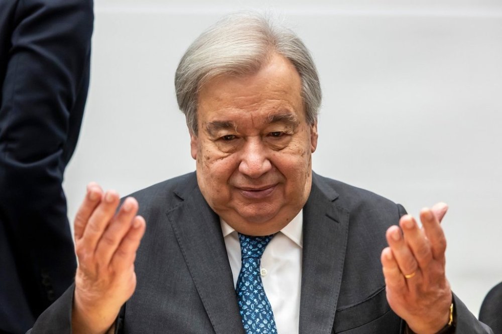 U.N. Secretary-General Antonio Guterres gestures before his speech during the World Meteorological Organization Extraordinary Congress at the headquarters of the World Meteorological Organization (WMO), in Geneva, Switzerland, Wednesday, Oct. 22, 2025. (Salvatore Di Nolfi/Keystone via AP)