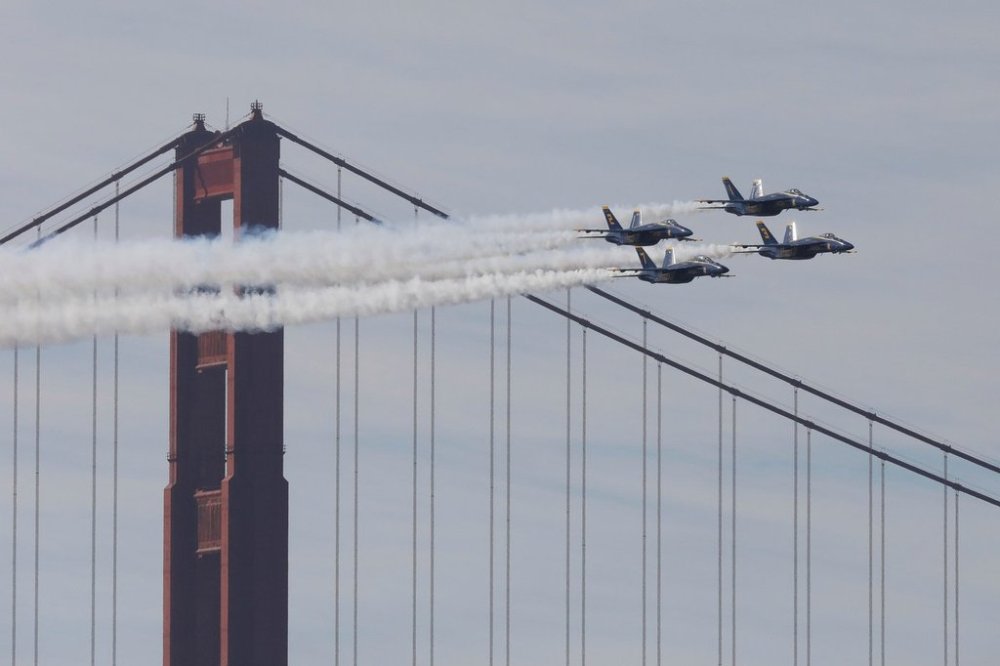 FILE - The Blue Angels perform during the the San Francisco Fleet Week Air Show on Oct. 11, 2024 in San Francisco, Calif. (Lea Suzuki/San Francisco Chronicle via AP, file)