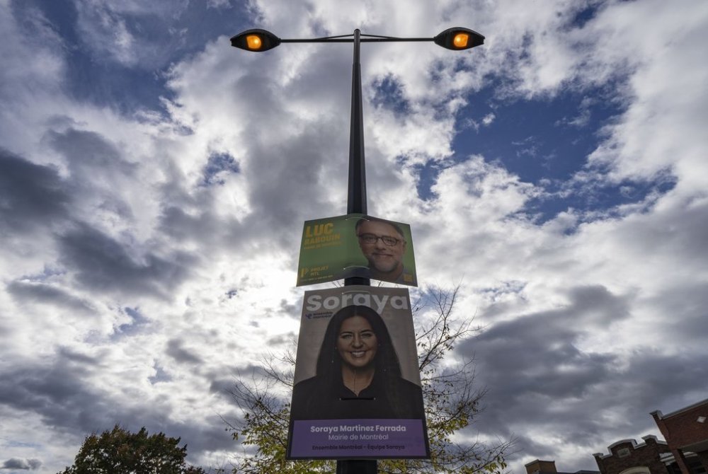 Campaign signs for mayor are seen in the Verdun borough of Montreal on Wednesday, Oct. 15, 2025. Municipal elections will be held on Sunday, Nov. 2, in Quebec. THE CANADIAN PRESS/Christinne Muschi