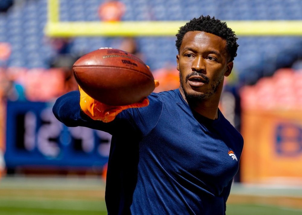 FILE - Denver Broncos wide receiver Demaryius Thomas (88) catches a pass before an NFL football game against the Seattle Seahawks, Sept. 9, 2018, in Denver. (AP Photo/Jack Dempsey, File)