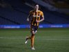 Hull's Alfie Jones runs to celebrate after his winning penalty following the penalty shootout, during the English League Cup soccer match between Leeds United and Hull in Leeds, England, Wednesday, Sept. 16, 2020. (Phil Noble/Pool via AP)