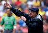 FILE - America's coach Manuel Lapuente gestures during a Mexican soccer league match against Necaxa in Mexico City, Mexico, Sunday Aug. 29, 2010. (AP Photo/Claudio Cruz, File)
