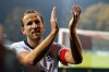 England's Harry Kane applauds England's travelling support after the 2026 World Cup group K qualifying soccer match between Latvia and England in Riga, Latvia, Tuesday, Oct. 14, 2025. (AP Photo/Mindaugas Kulbis)