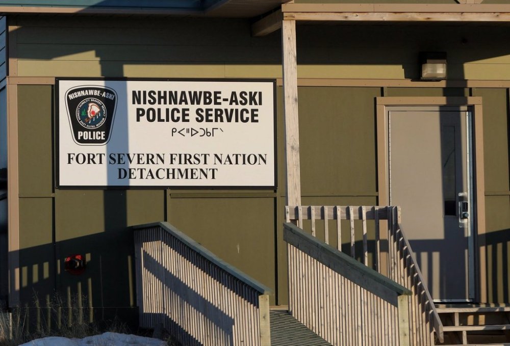 The Nishnawbe Aski Nation Police Service detachment is seen in Fort Severn, Ont., April 27, 2018. THE CANADIAN PRESS/Colin Perkel