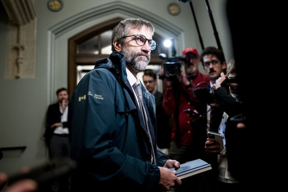 Minister of Canadian Identity and Culture Steven Guilbeault speaks to reporters ahead of a Liberal Caucus party meeting on Parliament Hill in Ottawa, on Wednesday, Oct. 8, 2025. THE CANADIAN PRESS/Spencer Colby