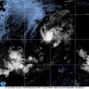 This satellite image provided by the National Oceanographic and Atmospheric Administration shows Tropical Storm Sonia, Monday, Oct. 27, 2025. (NOAA via AP)