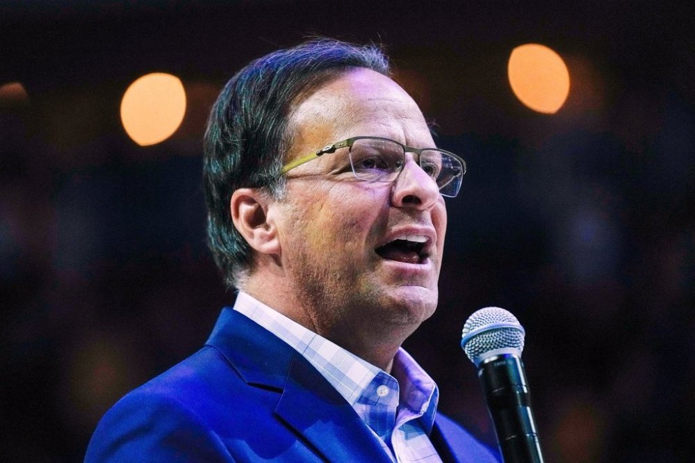 FILE - Tom Crean speaks during halftime of an NCAA college basketball game between Marquette and Providence, Jan. 18, 2023, in Milwaukee. (AP Photo/Morry Gash, File)