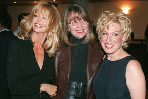 FILE - Goldie Hawn, from left, Diane Keaton, and Bette Midler appear at the premiere of their film 