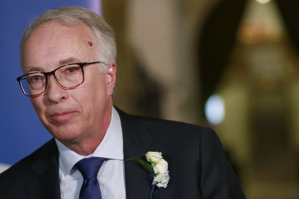 B.C. Conservative Leader John Rustad speaks to reporters following the throne speech at the legislature in Victoria, Tuesday, Feb. 18, 2025. THE CANADIAN PRESS/Chad Hipolito