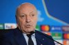 FILE - Inter Milan president Giuseppe Marotta answers to reporters during the Champions League Media Day at the Inter Milan training center, in Appiano Gentile, Italy, Monday, May 26, 2025. (AP Photo/Antonio Calanni, File)