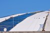 Workers continue to repair the panels on the roof of Tropicana Field Monday, Nov. 3, 2025, in St. Petersburg, Fla. The roof was destroyed by Hurricane Milton in 2024. (AP Photo/Chris O'Meara)