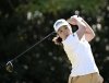 Japan's Nasa Hataoka plays a shot on the third round of the LPGA's Toto Japan Classic in Otsu, Shiga prefecture, Japan Saturday, Nov. 8, 2025. (Kyodo News via AP)