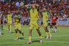 Jamaica's Jonathan Russell, center, appeals after his goal against Trinidad and Tobago was disallowed during a World Cup 2026 qualifying soccer match in Port of Spain, Trinidad and Tobago, Thursday, Nov. 13, 2025. (AP Photo/Robert Taylor)